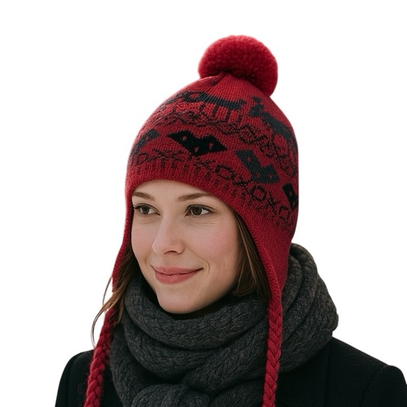Woolrich Ear Flap Beanie Fair Isle Peruvian Winter Hat - Picture 1 of 13